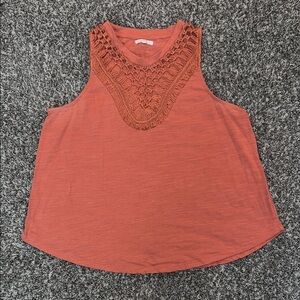 Maurices Crochet Yoke Tank Top - Rust Orange